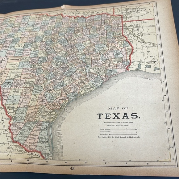 Antiquarian Map of Texas: Fragile; Ready to Matt/Frame:Circa 1892. (Reserved) - Picture 5 of 9